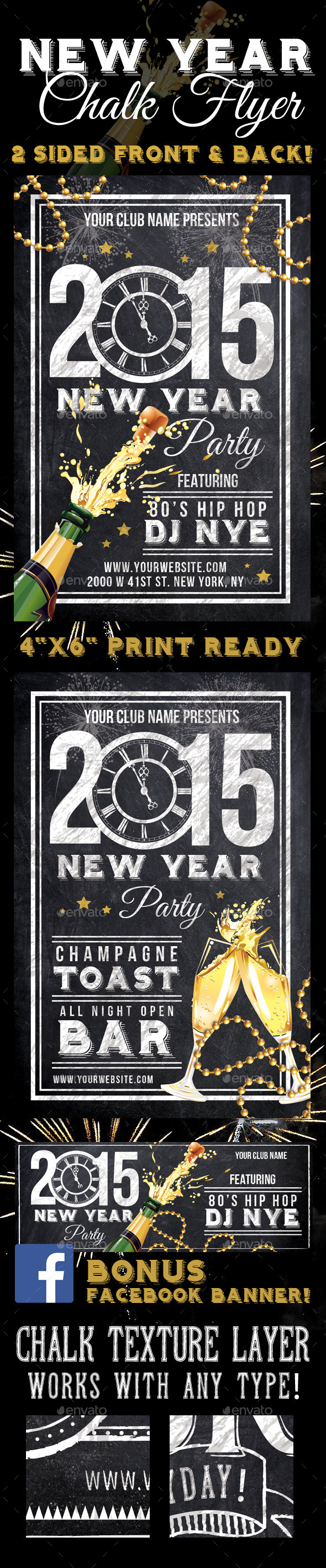 2015 New Years Party Chalk Flyer - Clubs & Parties Events