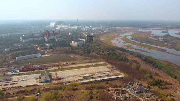 Chernobyl Nuclear Power Plant, Ukrine. Aerial View alt