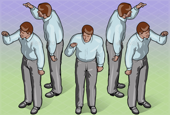 Isometric Standing Man Indicating Pose - People Characters