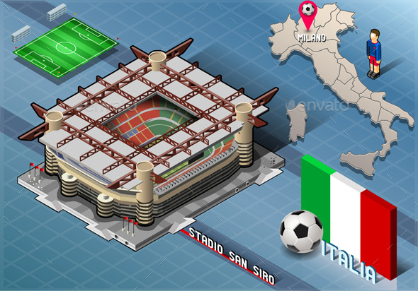 Isometric Stadium, San Siro, Milan, Italy - Buildings Objects