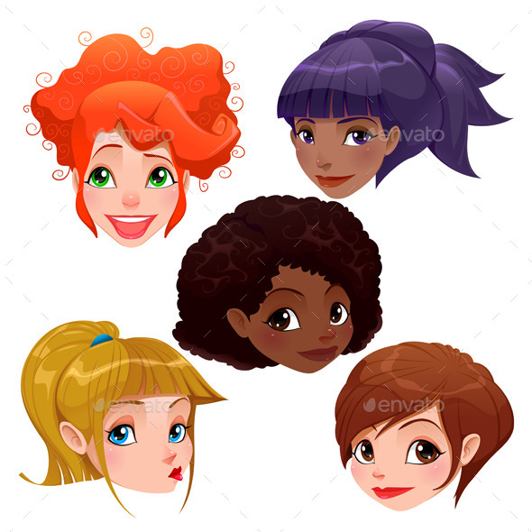 Female Faces. - People Characters