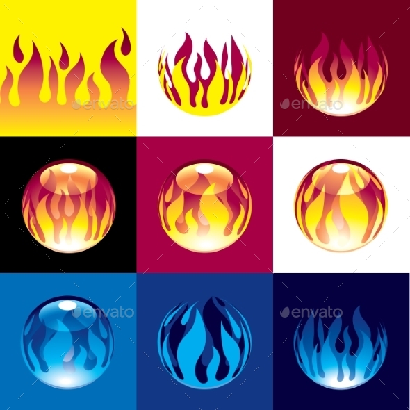 Flame Set - Web Elements Vectors