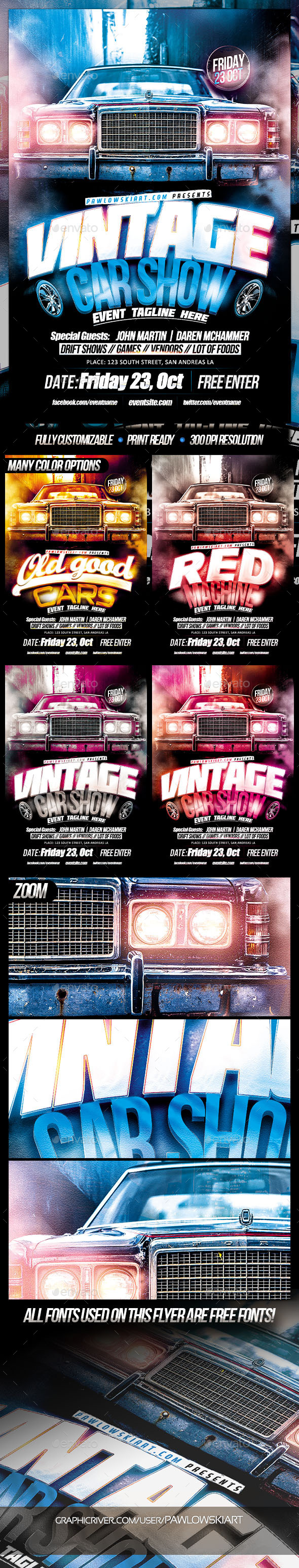 Vintage Car Show Event Flyer Template - Miscellaneous Events