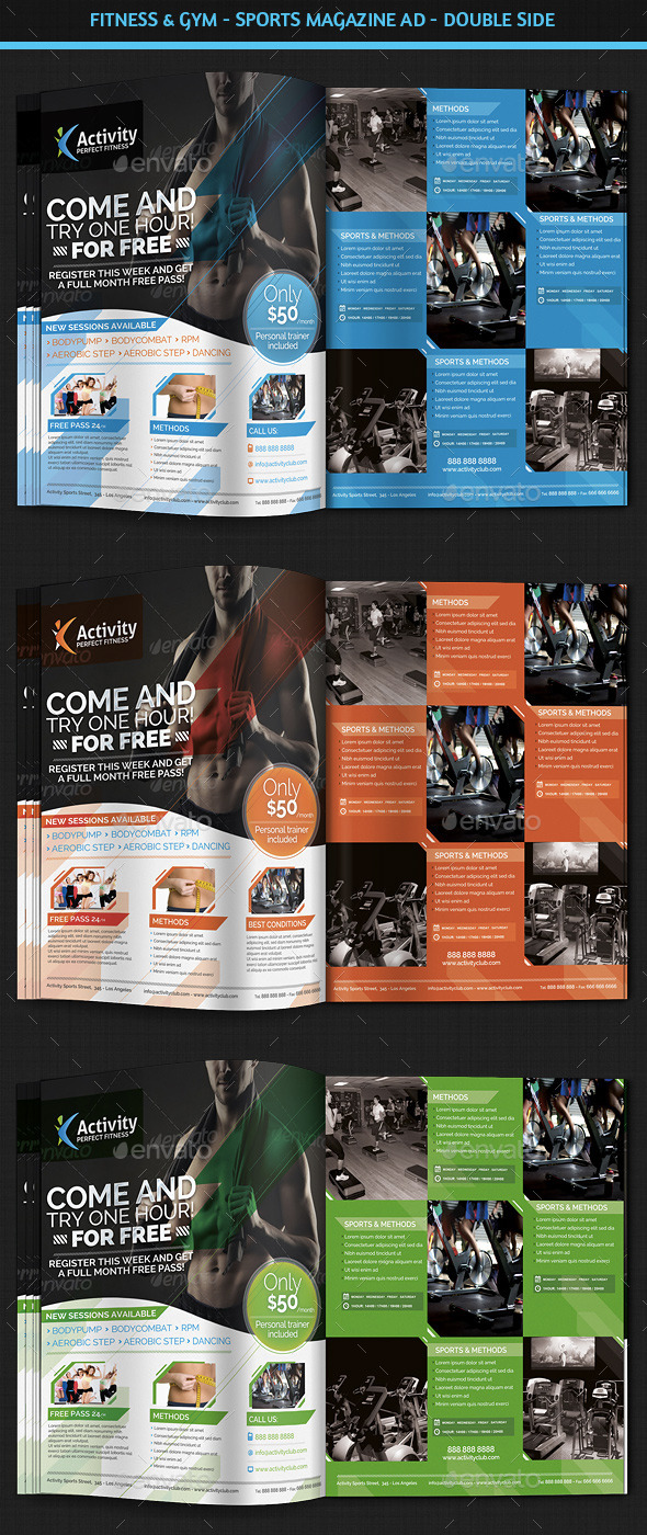 Fitness & Gym - Sports Magazine Ad - Magazines Print Templates