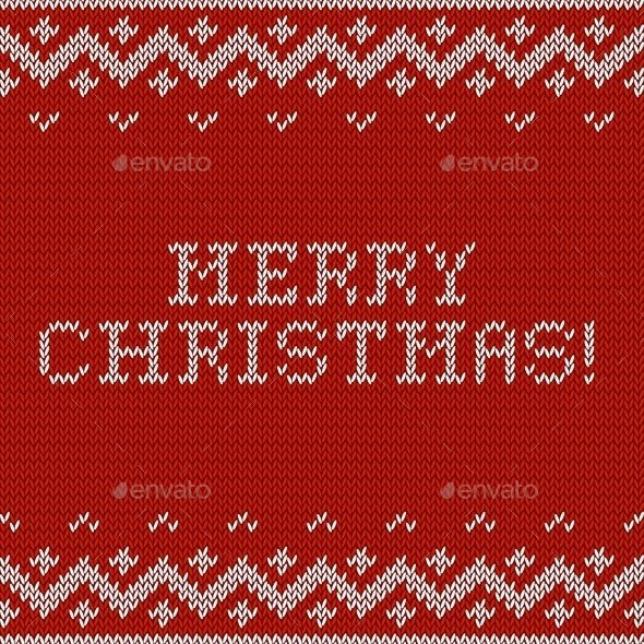 Card of Merry Christmas with Knitted Texture. - Christmas Seasons/Holidays