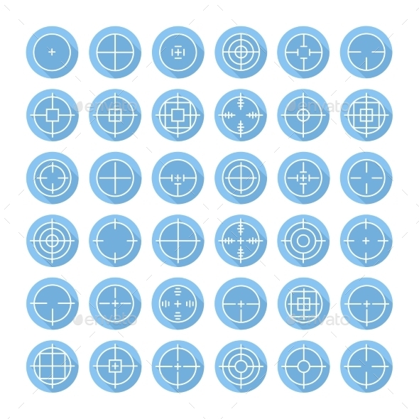 Set of Crosshair Sign Icons - Sports/Activity Conceptual