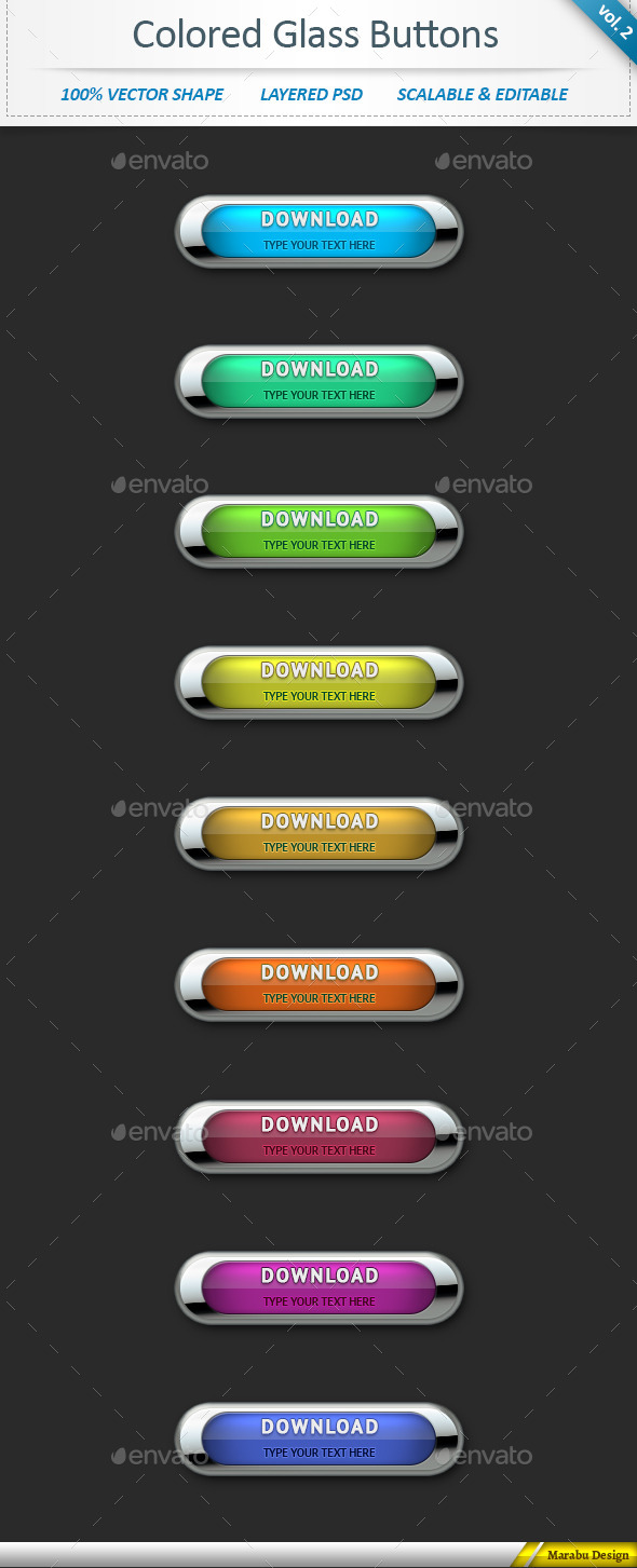 Colored Glass Download Web Buttons (vol 2) - Buttons Web Elements