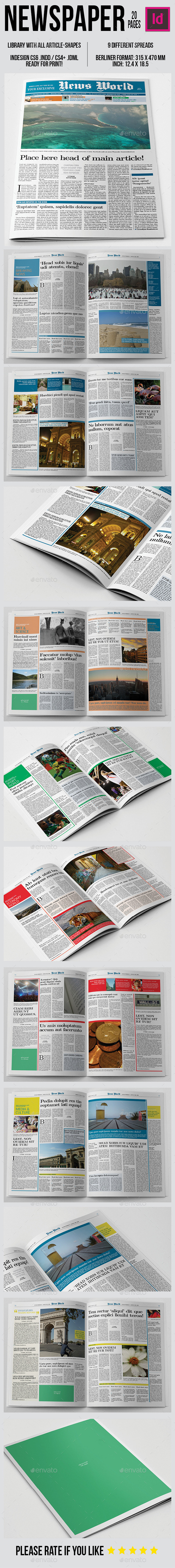 Berliner Newspaper Template 20 pages - Newsletters Print Templates