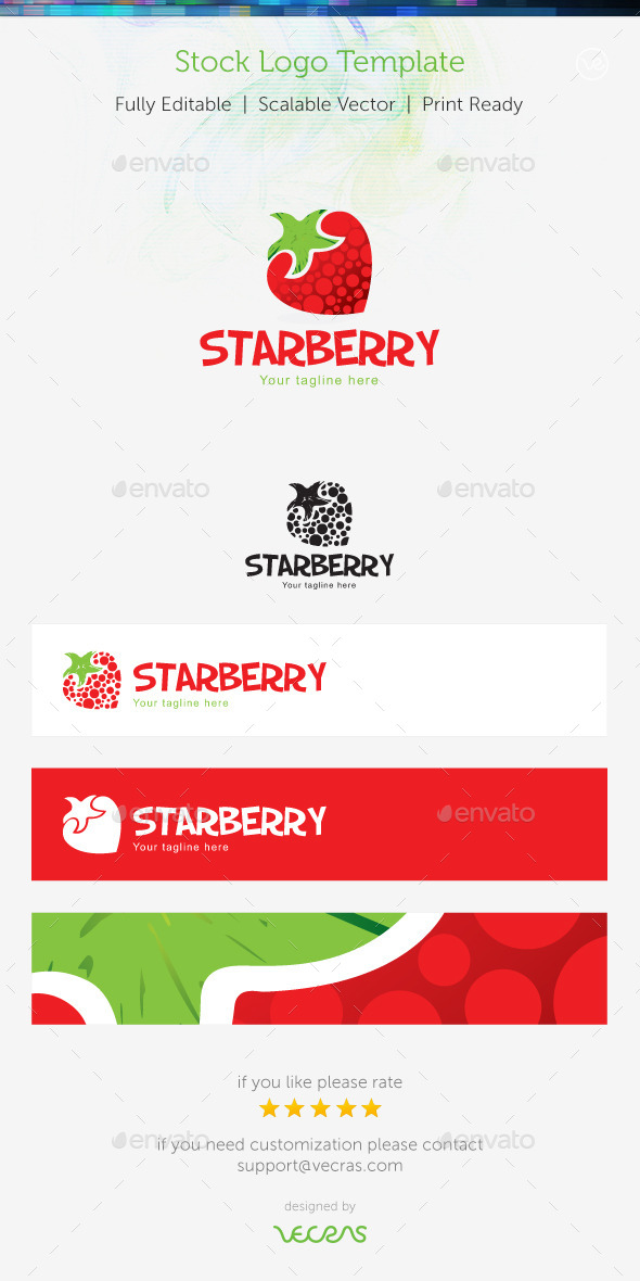StarBerry Stock Logo Template - Food Logo Templates