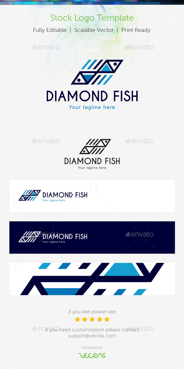 Diamond Fish Stock Logo Template - Objects Logo Templates
