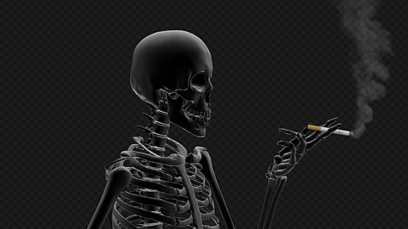 Skeleton Smoking Cigarette - Health Concept