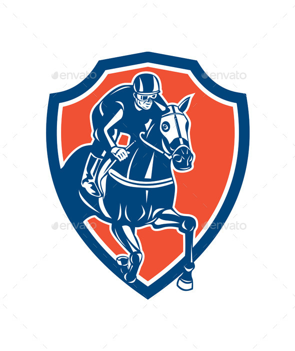 Jockey Horse Racing Shield Retro - Sports/Activity Conceptual