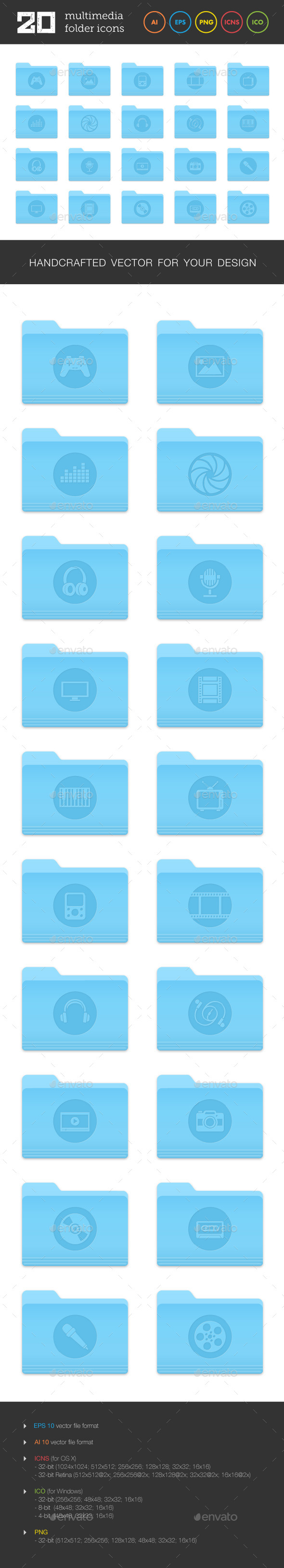 Multimedia Folder Icons Set 2 - Media Icons