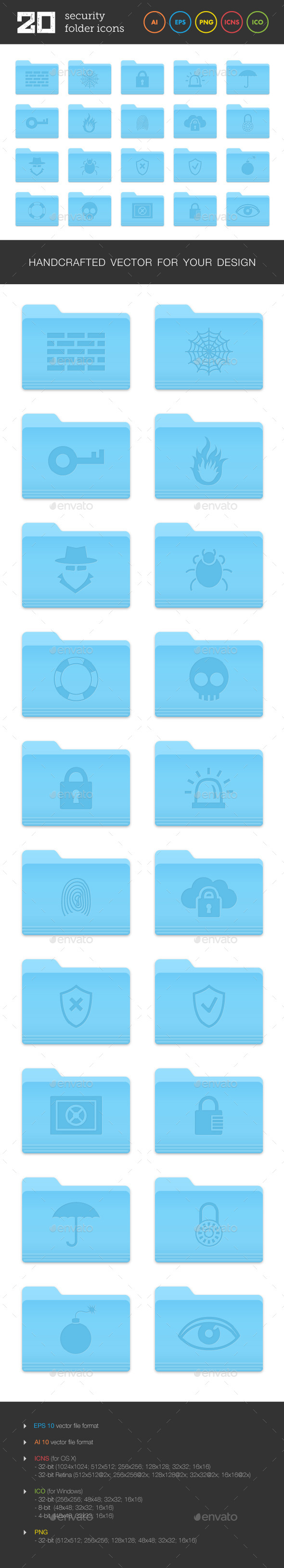 Security Folder Icons Set - Technology Icons