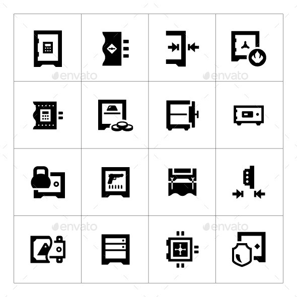 Set Icons of Safe - Man-made objects Objects
