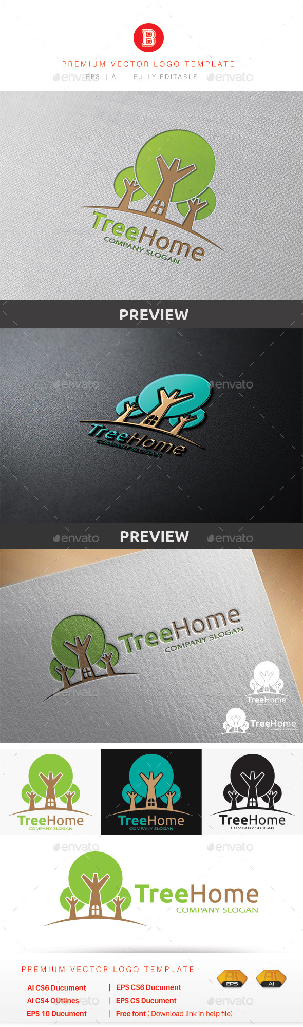 Tree Home - Nature Logo Templates