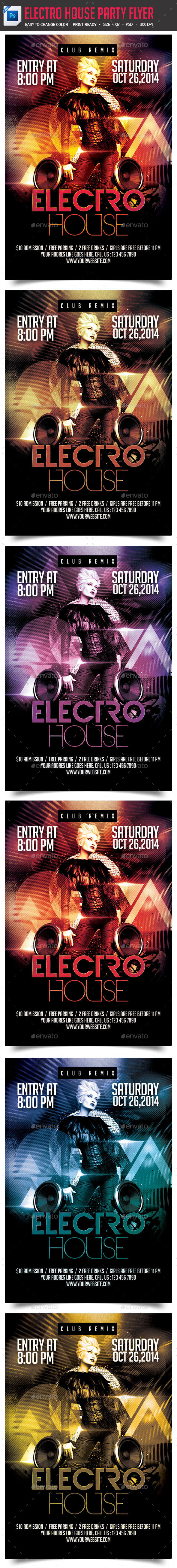 Electro House Party Flyer - Clubs & Parties Events