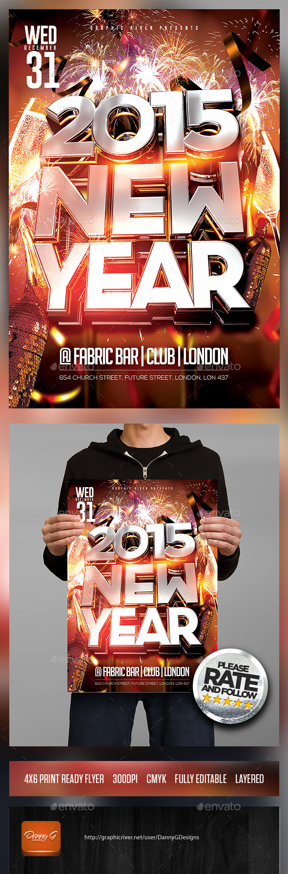 2015 New Year Flyer Template PSD - Clubs & Parties Events