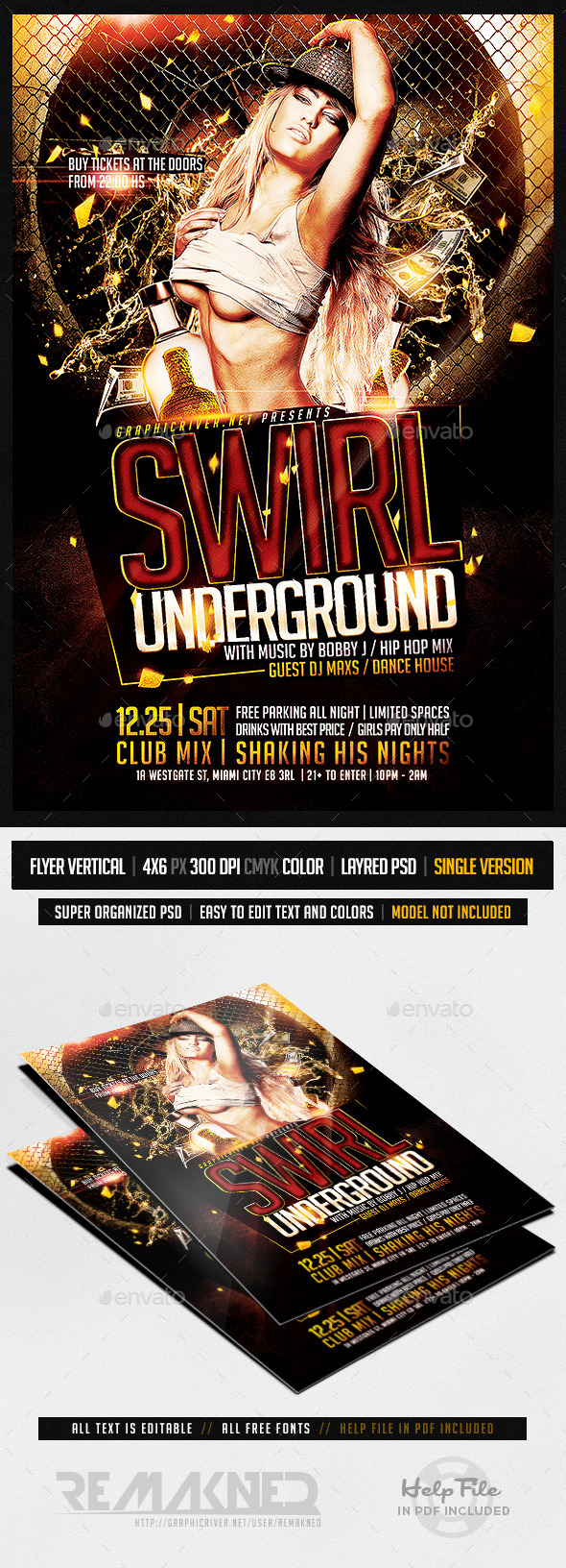 Swirl Underground | Flyer Template PSD - Clubs & Parties Events