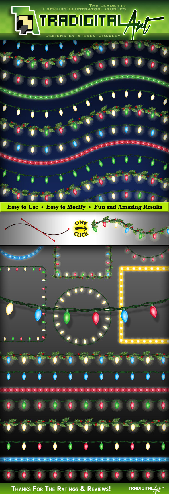 Christmas Lights Brushes Set 2 - Styles Illustrator