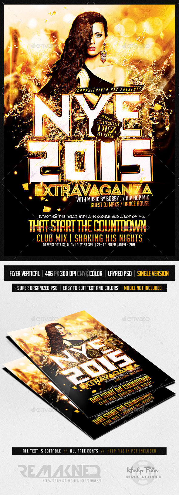 NYE 2015 Extravaganza | Flyer Template PSD - Flyers Print Templates