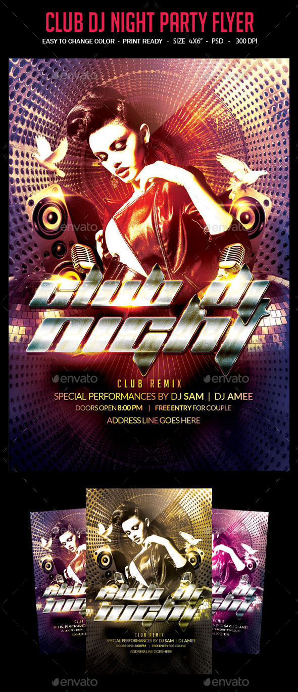 Club Dj Night Party Flyer - Clubs & Parties Events