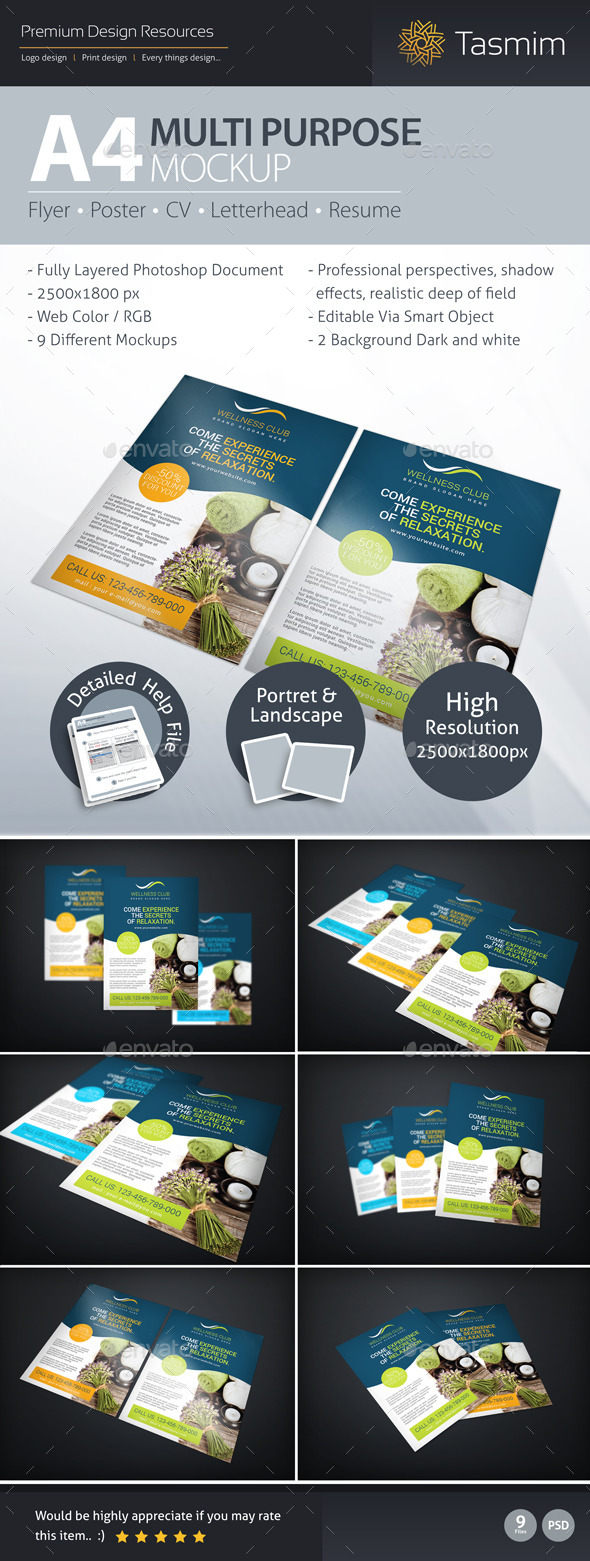 A4 Multi Purpose Mockup - Flyers Print