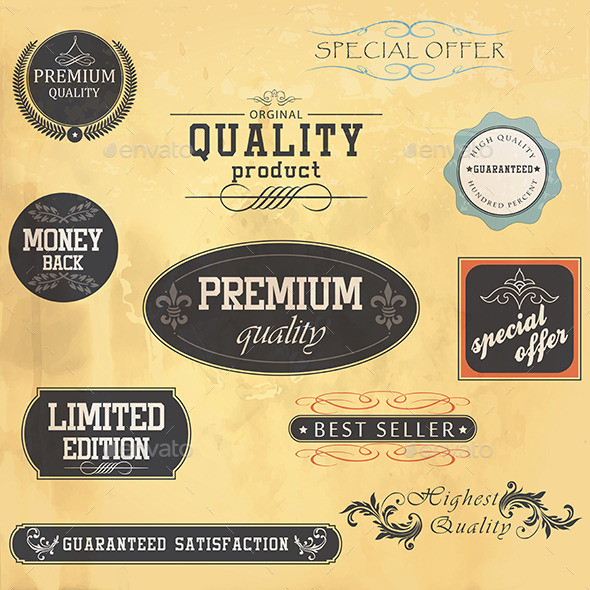 Premium Quality and Guarantee Labels - Commercial / Shopping Conceptual