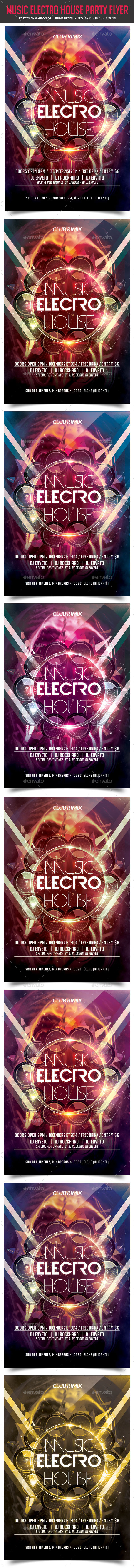Music Electro House Party Flyer - Clubs & Parties Events