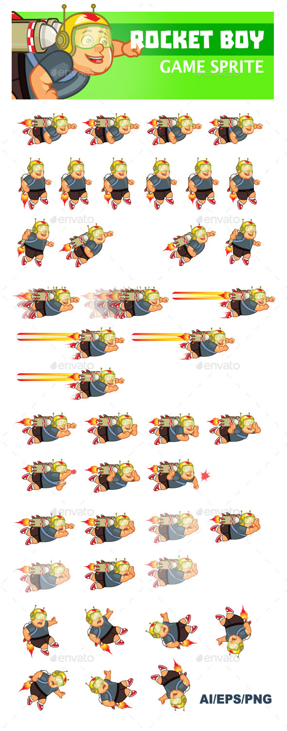 Rocket Boy Sprite - Sprites Game Assets