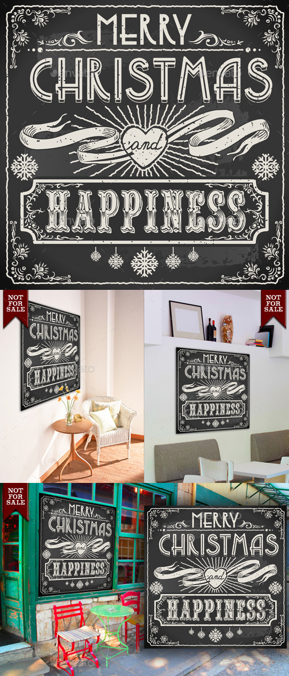 Vintage Greeting Card Text on a Blackboard - Decorative Symbols Decorative