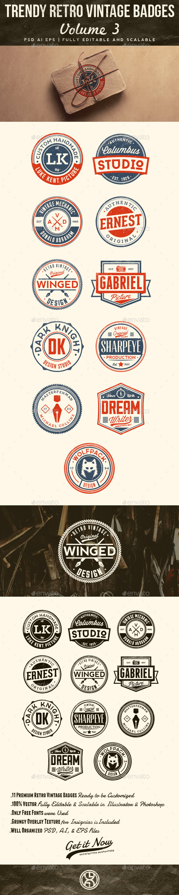 Trendy Retro Vintage Badges Volume 3