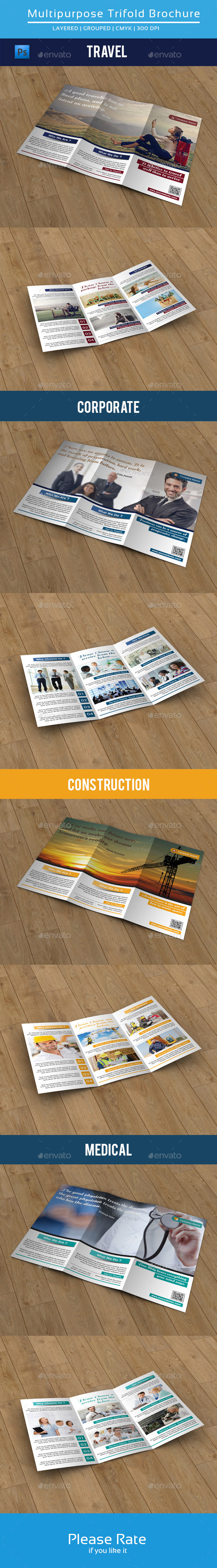 Clean Multipurpose Trifold Brochure-V79 - Corporate Brochures