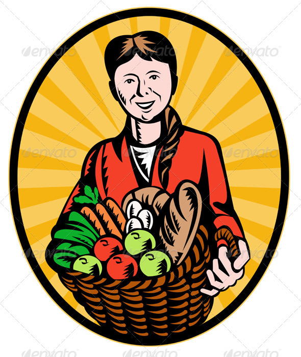 Female Organic Farmer With Basket Of Harvest - Industries Business