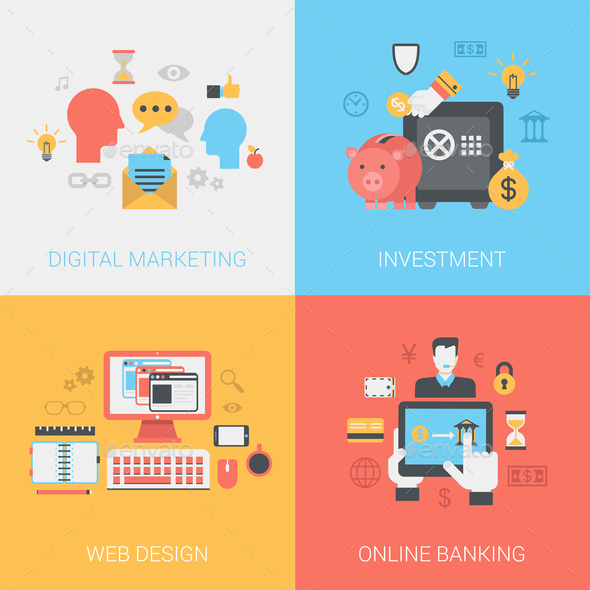 Digital Marketing Investments Web Design Online Banking Concept - Concepts Business