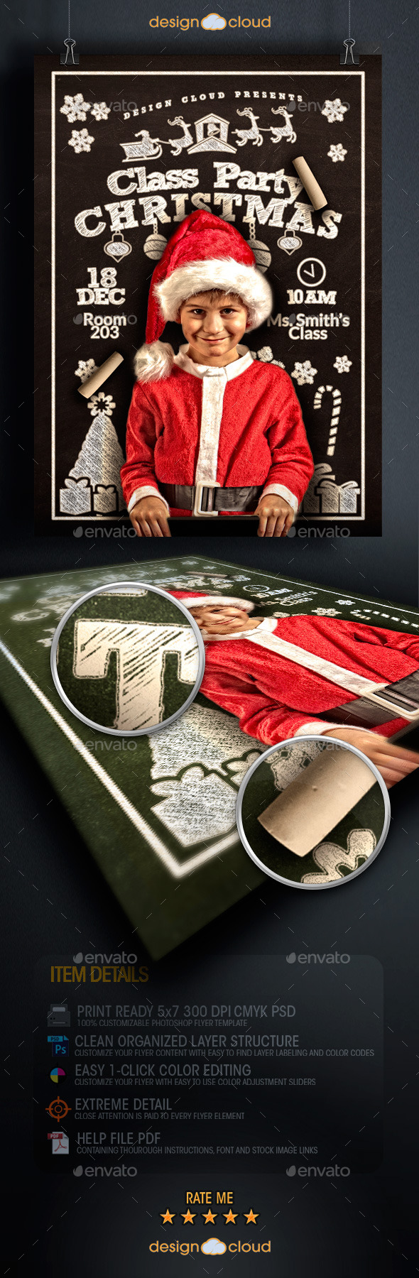Christmas Class Party Flyer Template - Holidays Events