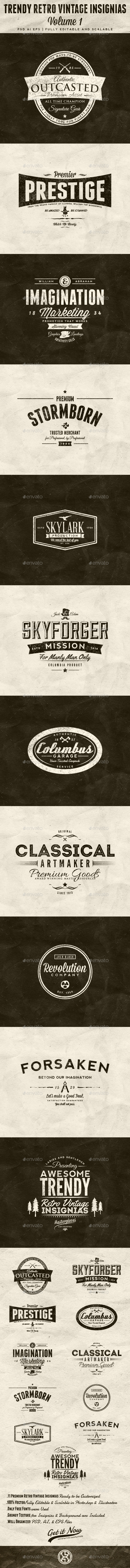 Trendy Retro Vintage Insignias Volume 1 - Badges & Stickers Web Elements