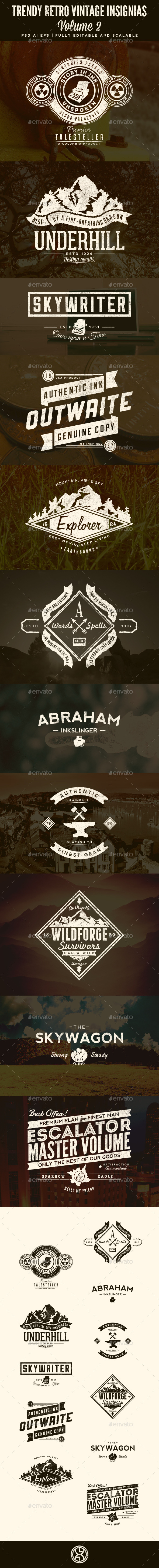 Trendy Retro Vintage Insignias Volume 2 - Badges & Stickers Web Elements