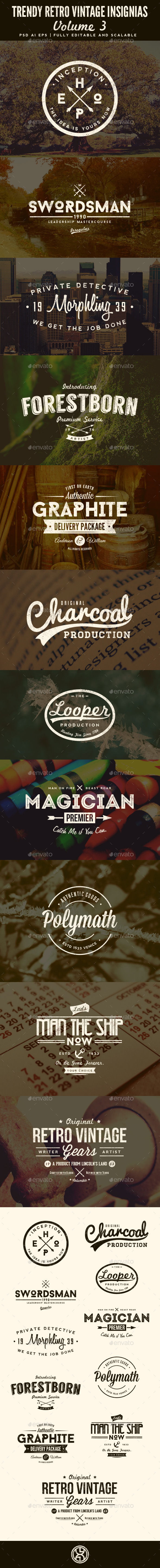 Trendy Retro Vintage Insignias Volume 3 - Badges & Stickers Web Elements