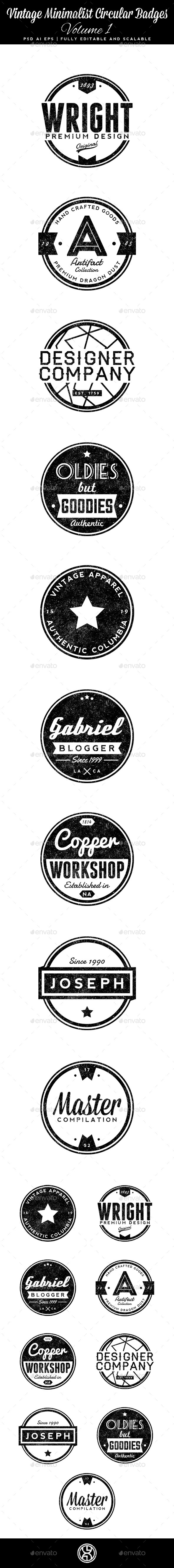 Vintage Minimalist Circular Badges Volume 1 - Badges & Stickers Web Elements