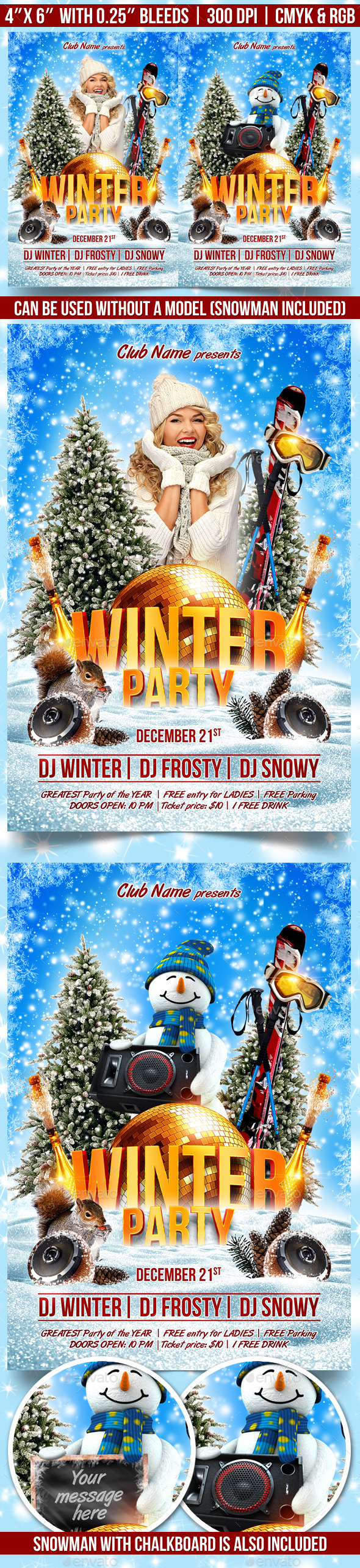 Winter Party Flyer Template - Clubs & Parties Events