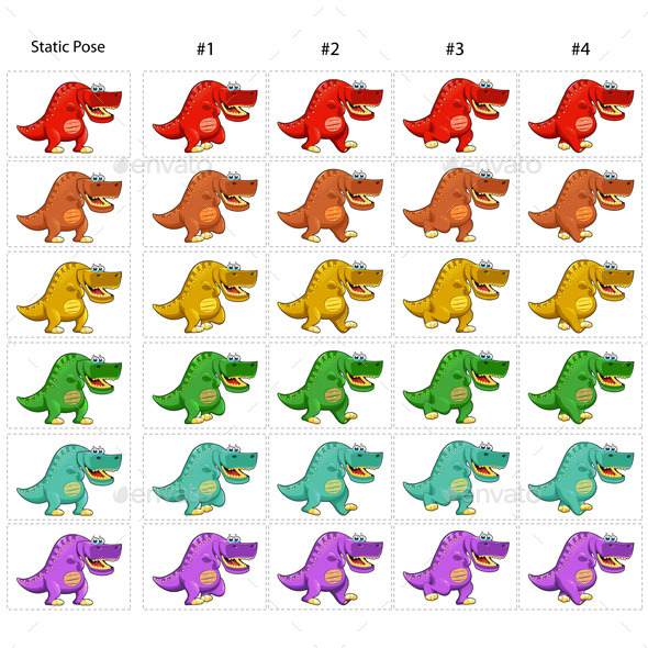 Animation of Dinosaurs Walking - Animals Characters