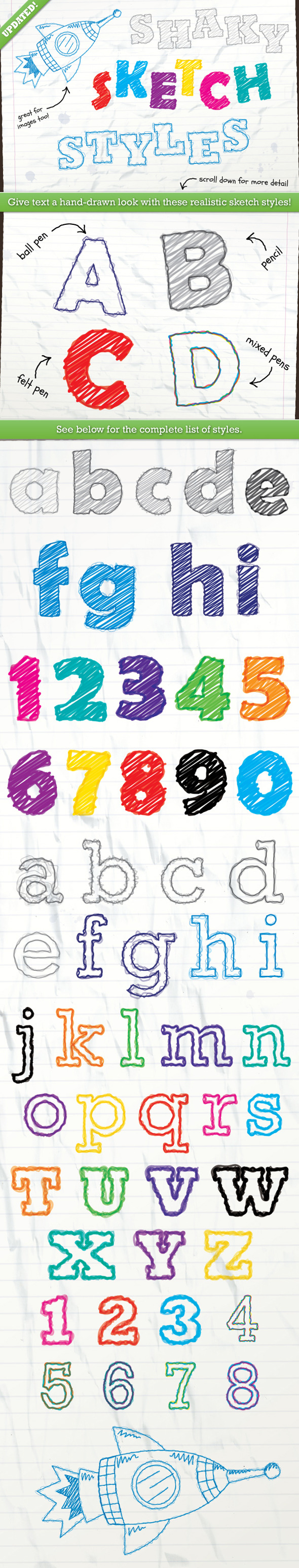 Shaky Sketch Text Styles - Styles Illustrator