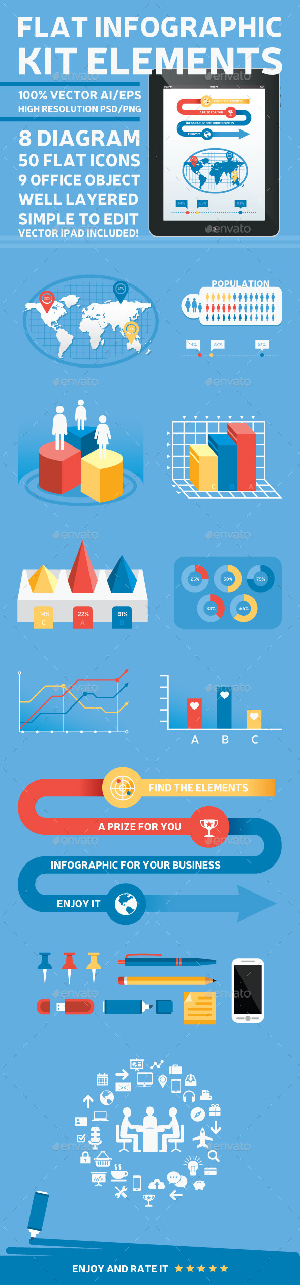 Flat Infographic Kit Elements - Infographics