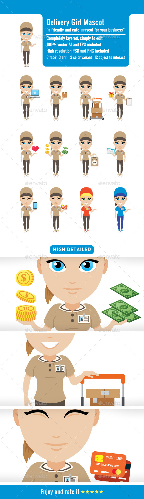 Delivery Girl Mascot - People Characters