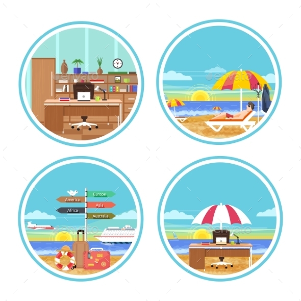 Office and Vacation - Travel Conceptual