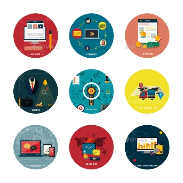 Icons for Web Design, Seo and Social Media - Technology Conceptual