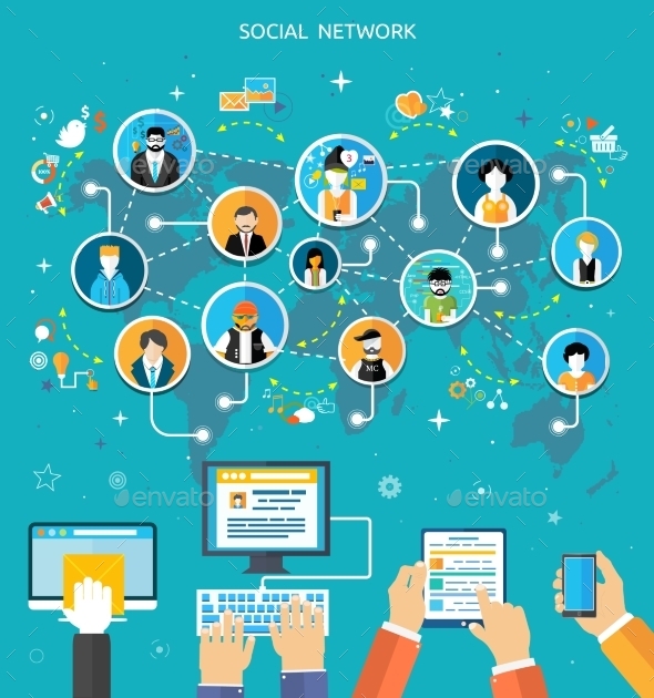 Social Media Network Connection Concept - Technology Conceptual
