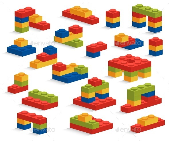 Set of Plastic Pieces or Constructor - Man-made Objects Objects