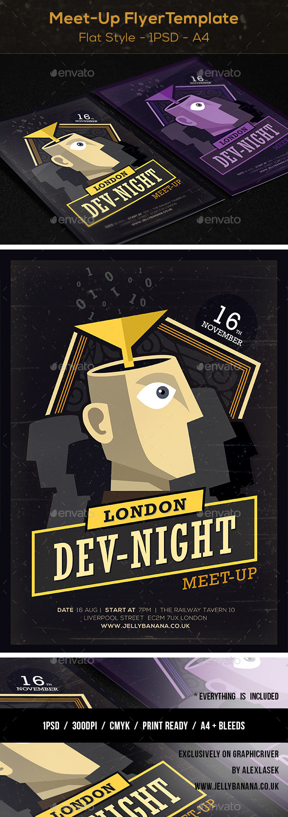 Flat Meet-Up Flyer / Poster Template A4 - Miscellaneous Events